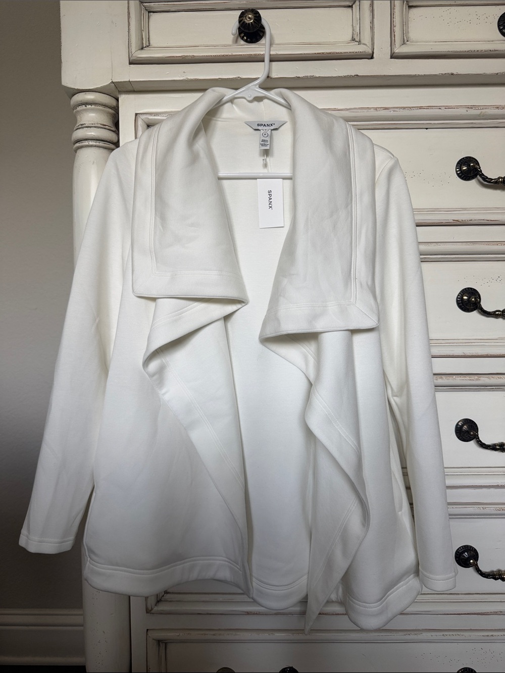 SPANX White Open-Front Draped Blazer Jacket